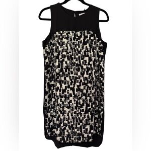 Three Eighty Two Sleeveless Black & White Abstract Print Dress – Size Small